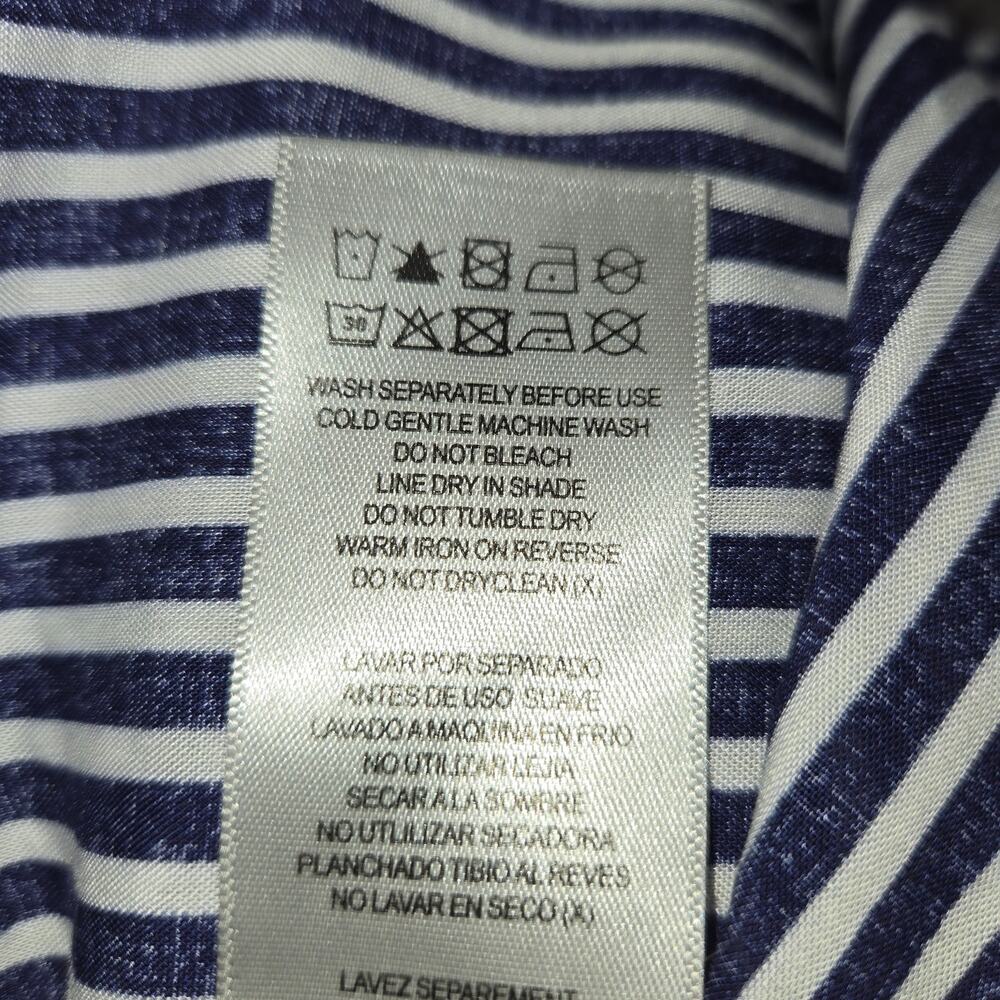 Arna York Collection 18/20 Navy Blue White Striped Button Front Tunic Top Flowy - Picture 10 of 10